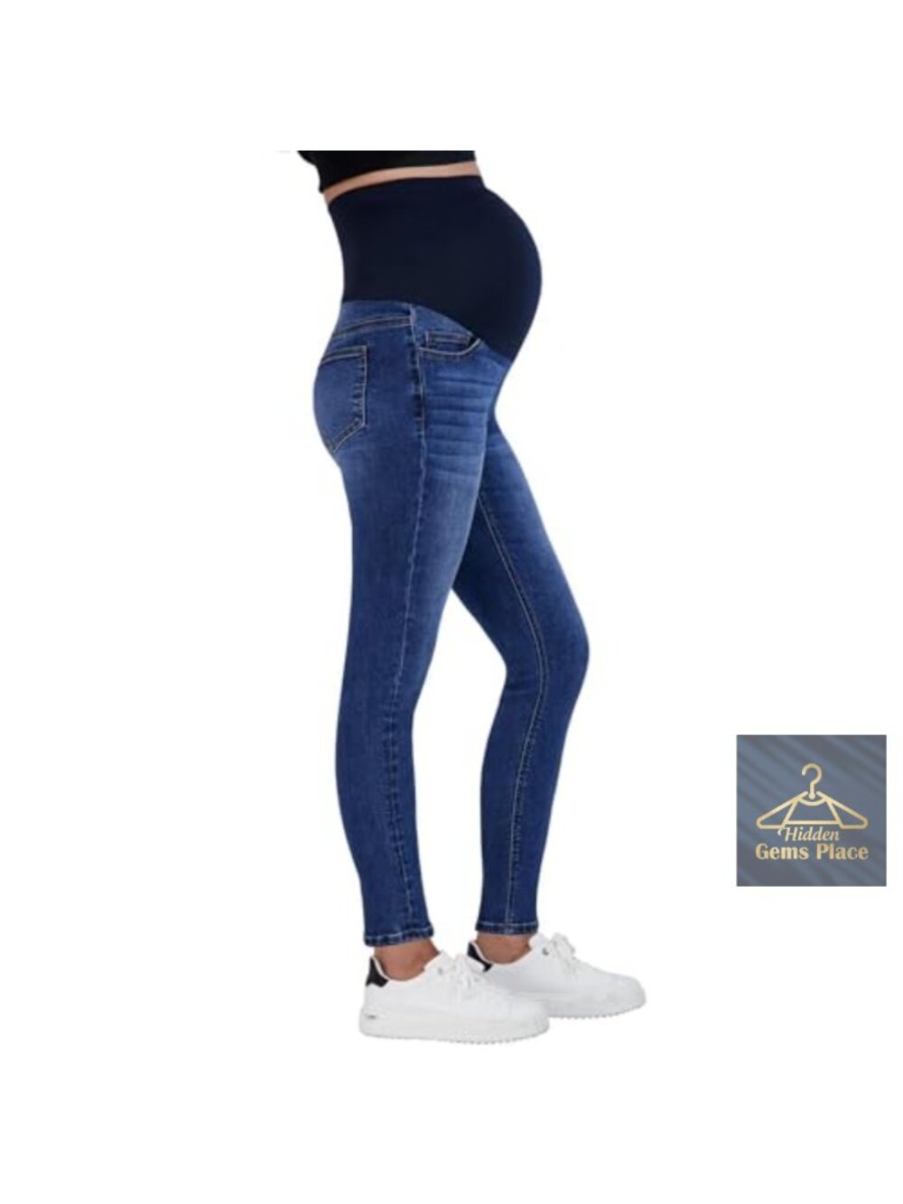 Maternity Jeans Over The Belly with Ripped Distressed Details, Stretchy Denim